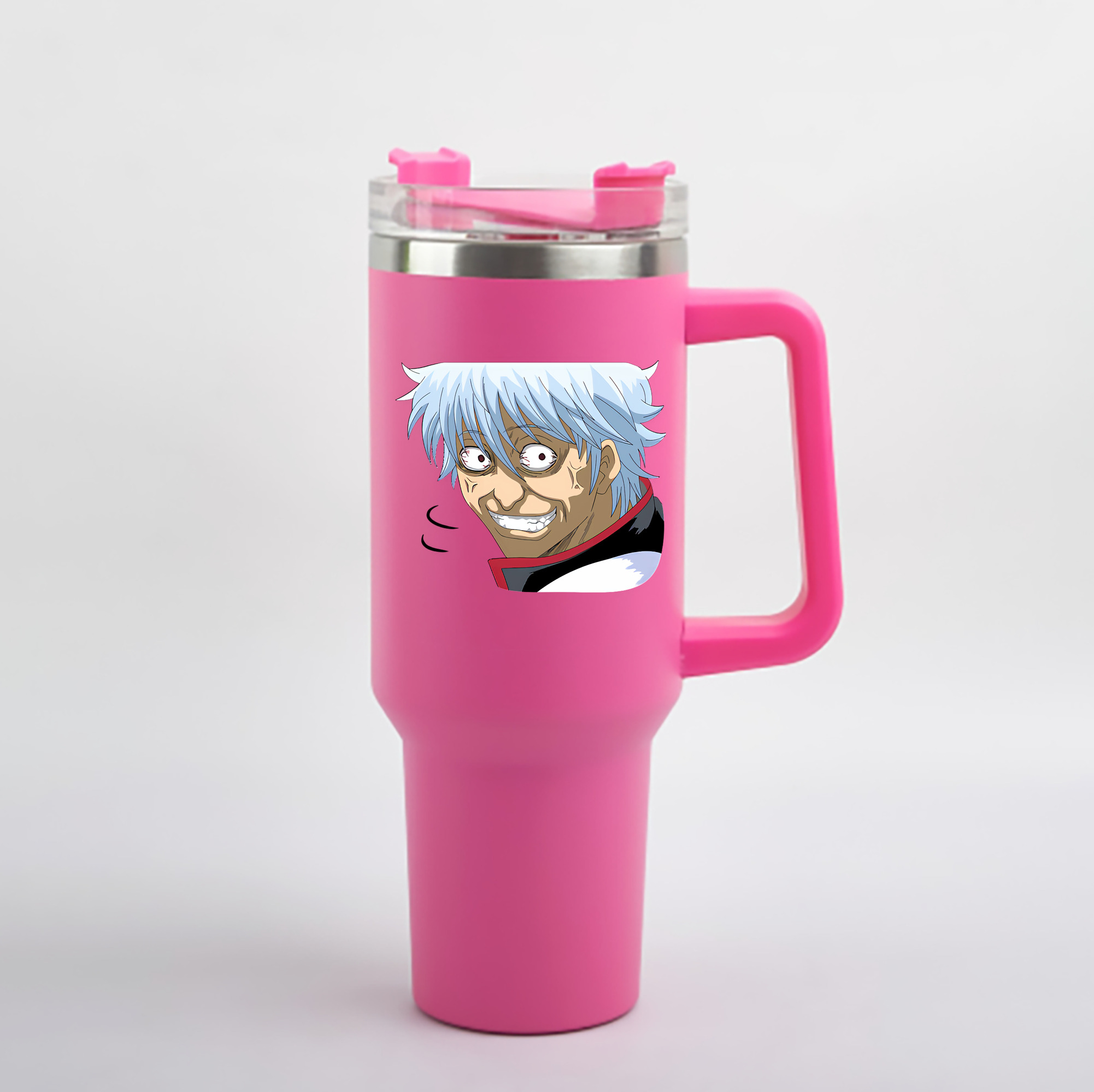 （画像用） ぎんたま 坂田銀時（さかたぎんとき） 神楽 志村新八（しむら しんぱち） GINTAMA Sakata Gintoki Kagura Shimura Shinpachi 1200mL車用タンブラー - クリスタルステッカー（プラスチックストロー付き）
